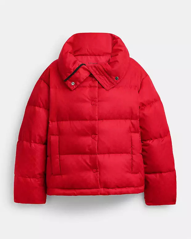Signature Jacquard Short Puffer In Recycled Polyamide | Coach Outlet US