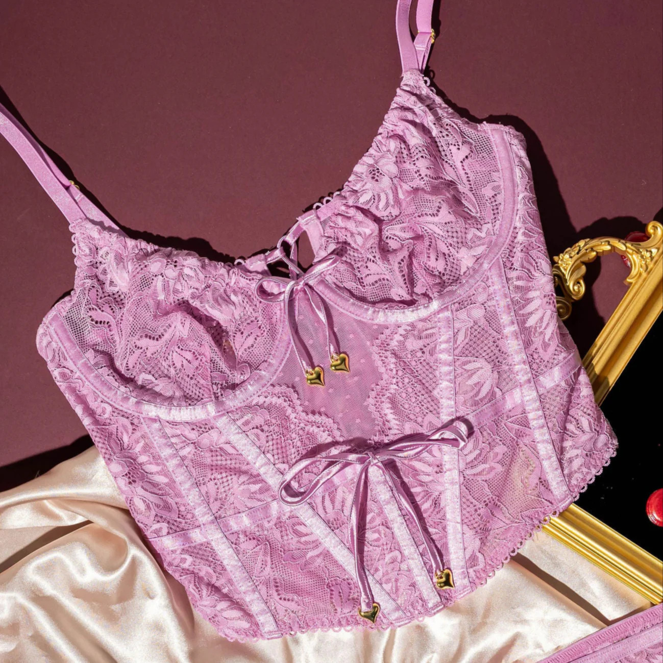 Lace-Up Underwire Corset - Lilac | Mentionables