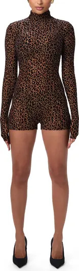 Burnout Mock Neck Long Sleeve Romper | Nordstrom