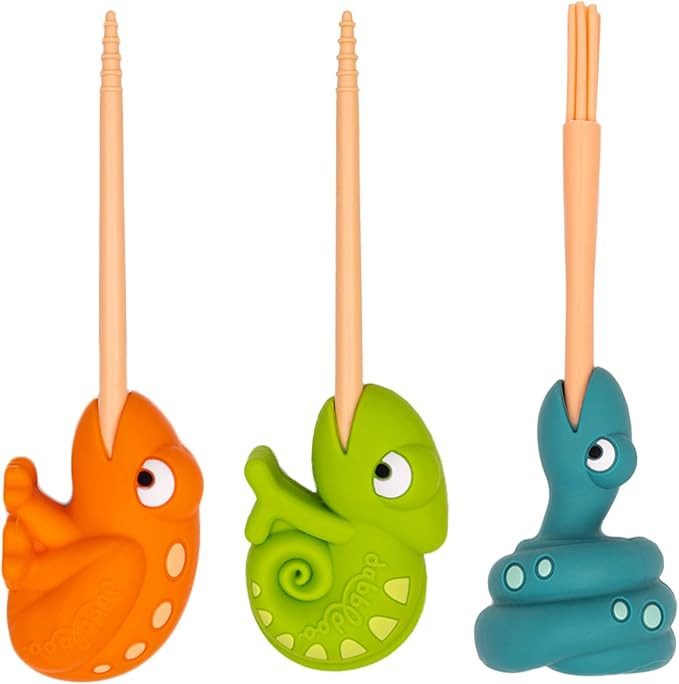 3 Pack Kids Food Picks (Chameleon, Frog, Snake) Toddlers + Preschoolers Utensils - Picky Eating -... | Amazon (US)