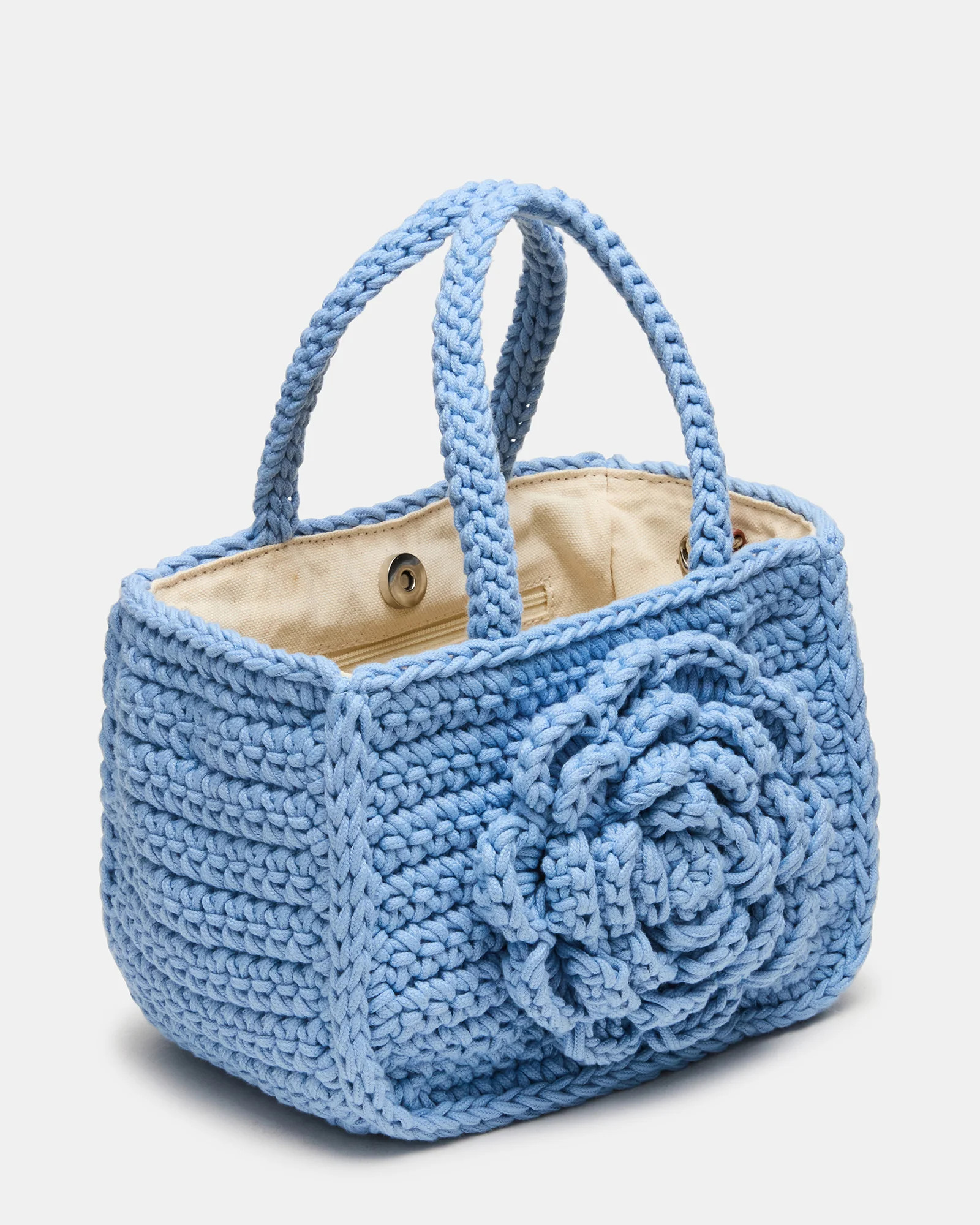 LUVLY Bag Light Blue Mini Top-Handle Flower Decal Crochet Crossbody Handbag | Steve Madden (US)