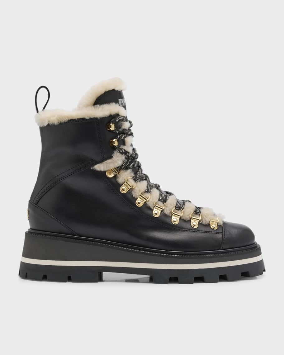 Jimmy Choo Leather Shearling Hiking Boots | Neiman Marcus