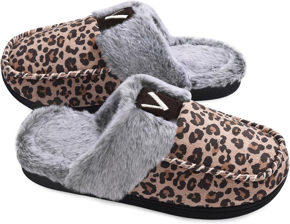 VONMAY Women's Memory Foam Slippers Moccasin Slip-on Scuff House Shoes Fuzzy Faux Fur Lining Indo... | Amazon (US)