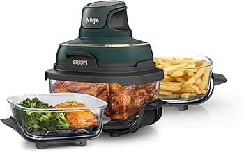 Ninja Crispi 5-in-1 Portable Glass Air Fryer, 4-QT, 2.5-QT & 6-Cup Glass Containers with Crisper ... | Amazon (US)