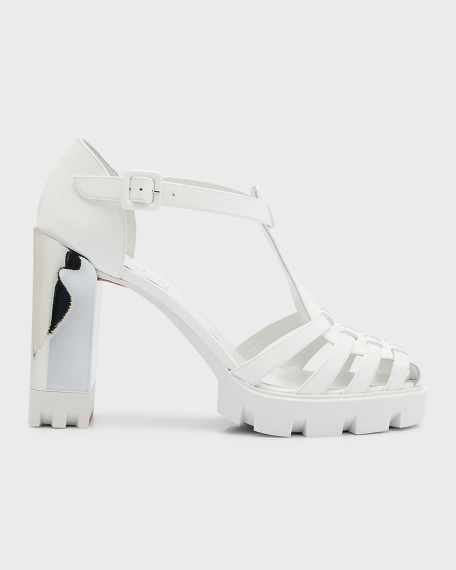 Christian Louboutin Meduzette Patent Red Sole Heeled Fisherman Sandals | Neiman Marcus