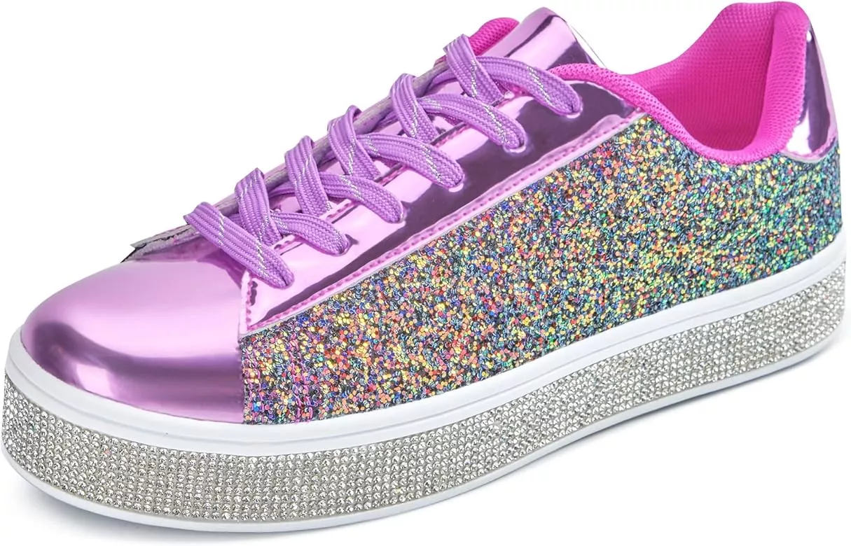  UUBARIS Girl's Glitter Tennis Shoes Fashion Sneakers