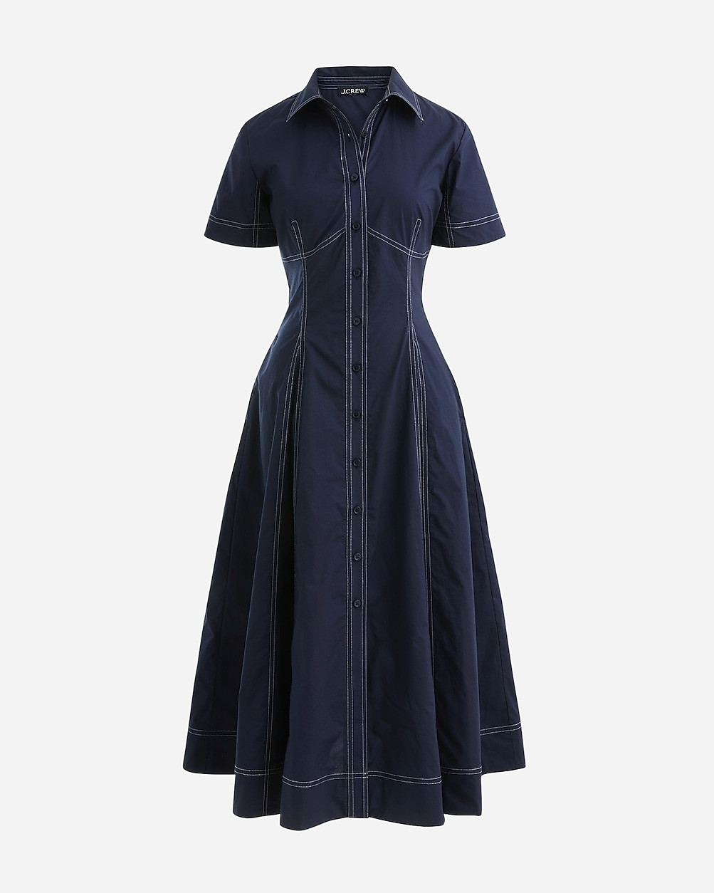 Contrast-trim cotton poplin shirtdress | J. Crew US