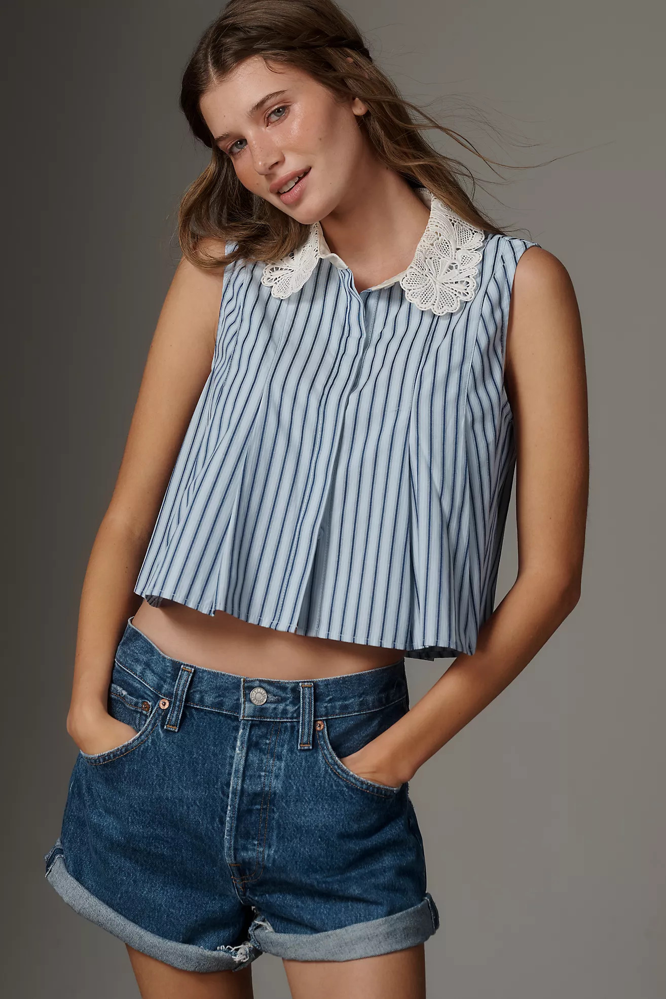 En Saison Clara Sleeveless Collared Top | Anthropologie (US)