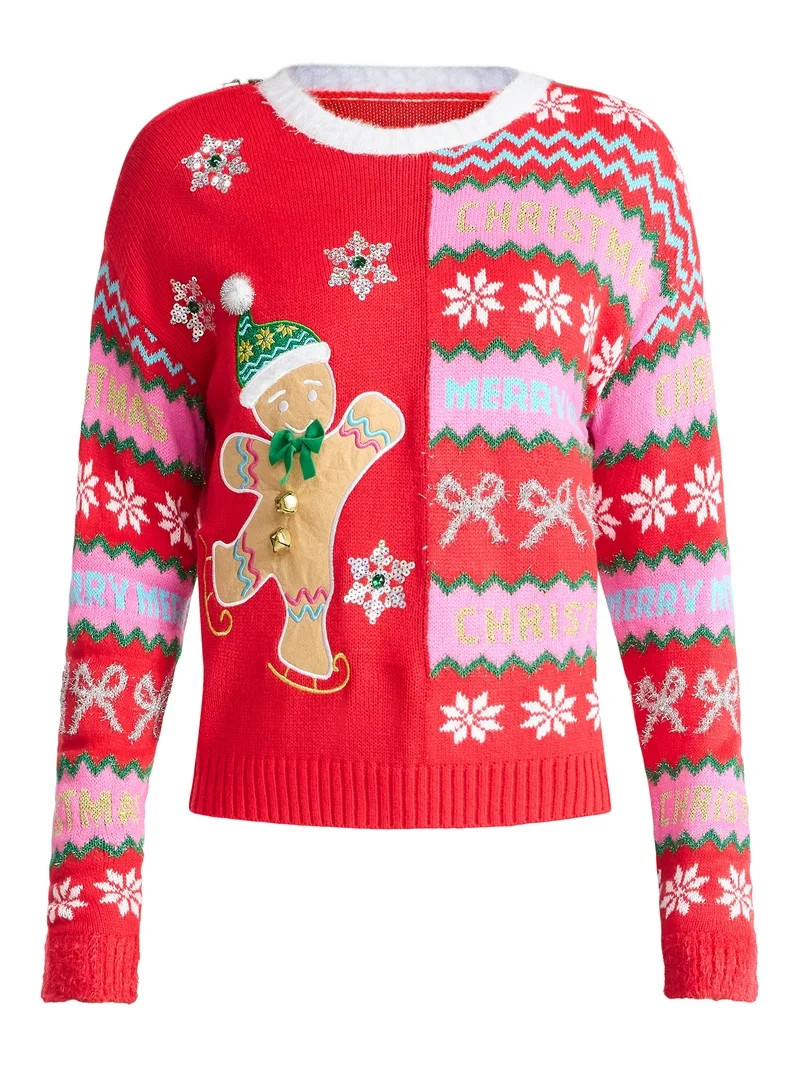 Holiday Time Women's Embellished Pullover Christmas Sweater, Midweight, Sizes XS-XXXL | Walmart (US)