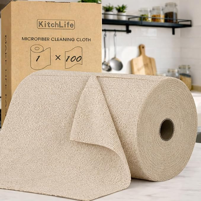 KitchLife Microfiber Cleaning Cloth Roll, 100 Pack - Tear-Away Microfiber Paper Towels, Lint-Free... | Amazon (US)