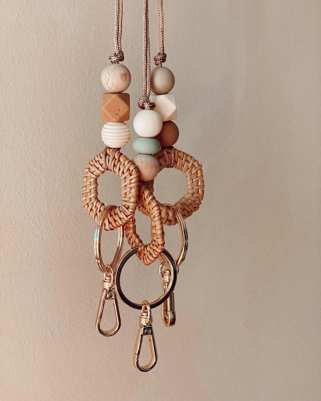 Teacher Lanyard, Wood Lanyard, Bead Lanyard, Wood Beads, Rattan Lanyard, Boho Teacher, Badge Hold... | Etsy (US)