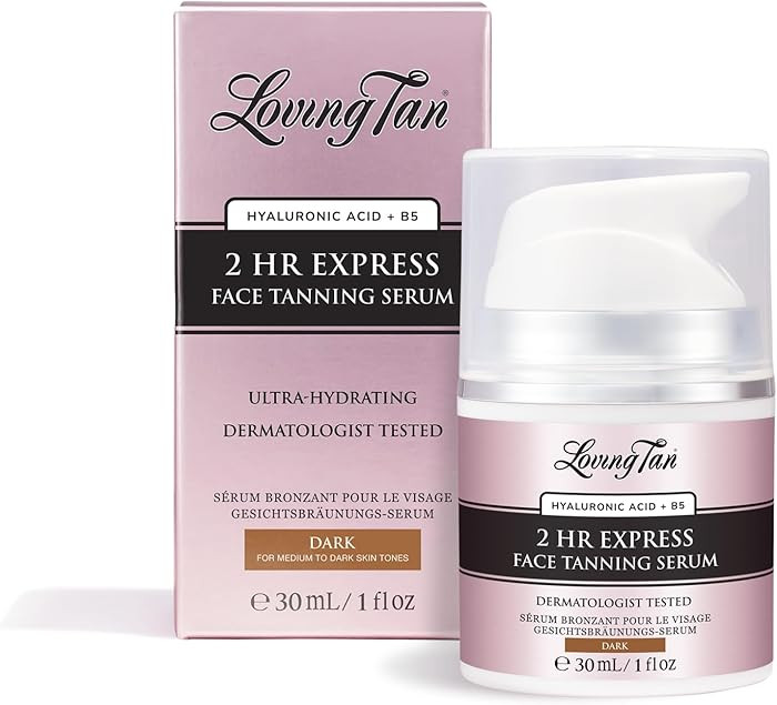 Loving Tan NEW 2 Hr Express Face Tanning Serum, Dark - Hydrating, Natural-Looking Glow Sunless Se... | Amazon (US)