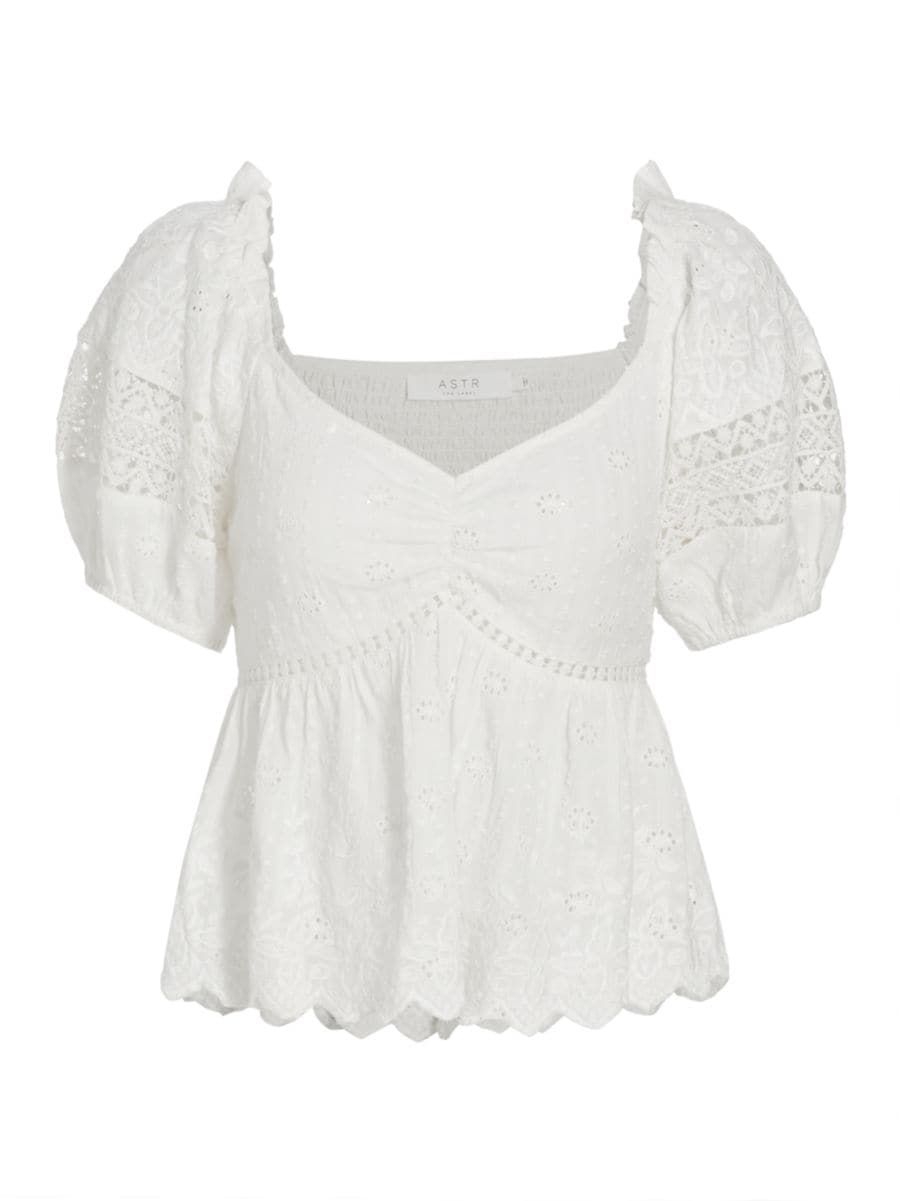 ASTR The Label Amoura Cotton Eyelet Top | Saks Fifth Avenue