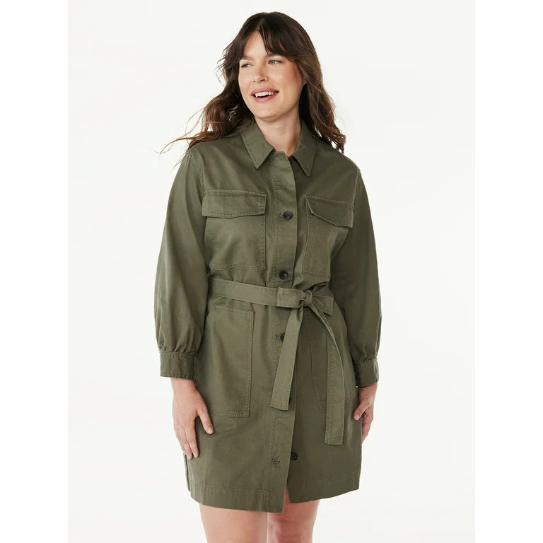 Free Assembly Women's Belted Utility Mini Dress with Long Sleeves, Sizes XS-XXL | Walmart (US)
