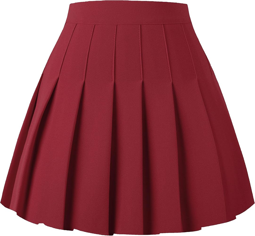 Girstunm Women's Pleated Skirt Mini Skater Basic Skirts High Waist School Girls Uniform Short Che... | Amazon (US)