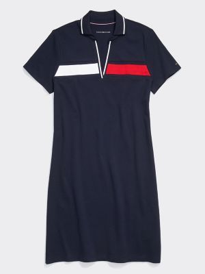 Tommy Hilfiger Women's Adaptive Flag Polo Dress Sky Captain / Multi - L | Tommy Hilfiger (US)