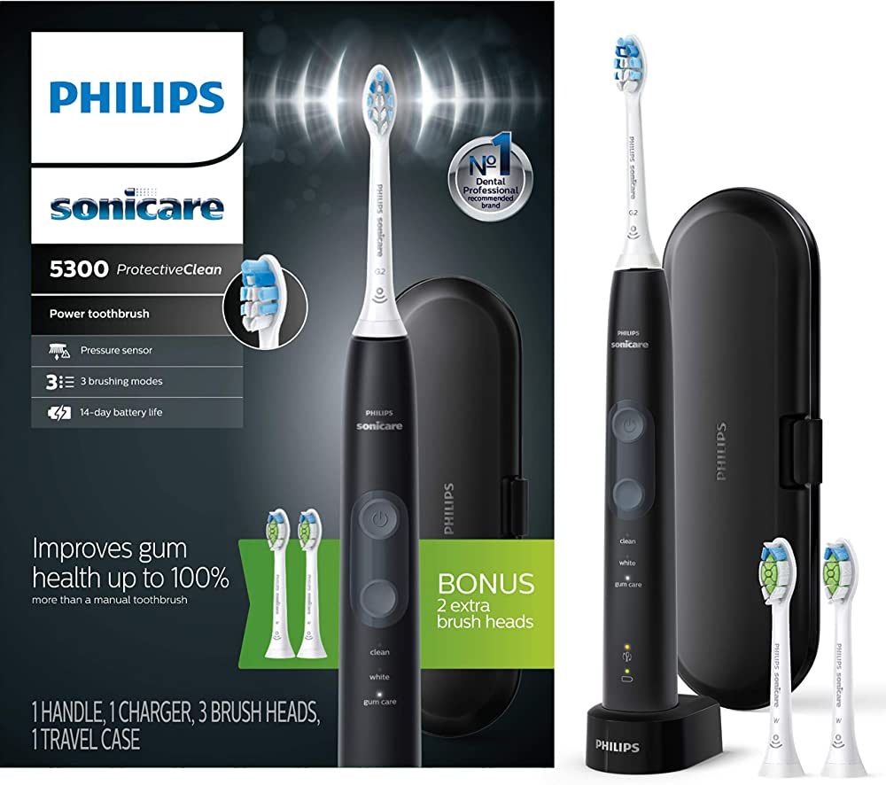 Philips Sonicare ProtectiveClean 5300 Rechargeable Electric Power Toothbrush, Black, HX6423/34 | Amazon (US)