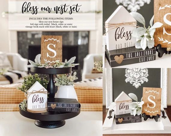 Bless Our House Sign Bundle, FREE SHIPPING, home sweet home sign, bless our nest, home decor, woo... | Etsy (US)