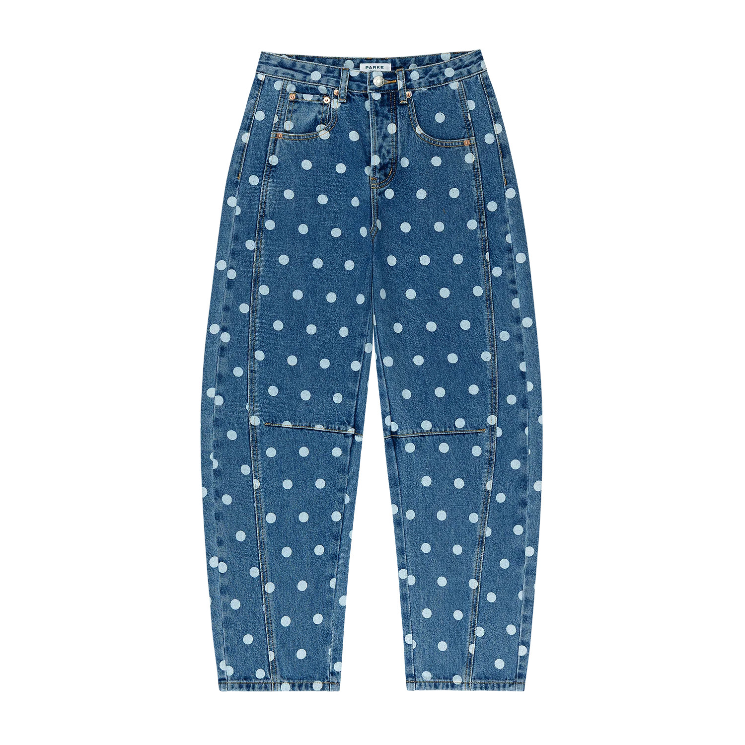 Polka Dot Horseshoe Jean - Medium Wash Polka Dot | Parke