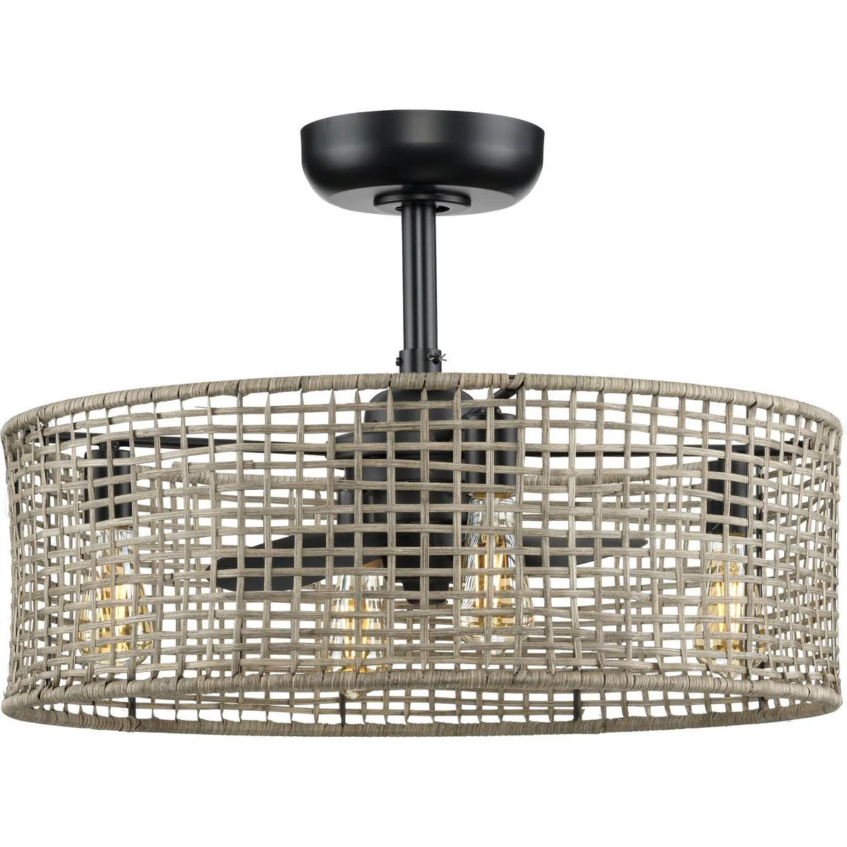 Progress Lighting Belva 25.25-in Outdoor Matte Black with Matte Black Blades Fandelier Ceiling Fan With Light - Remote Included ( 3 -Blade ) | Lowe's