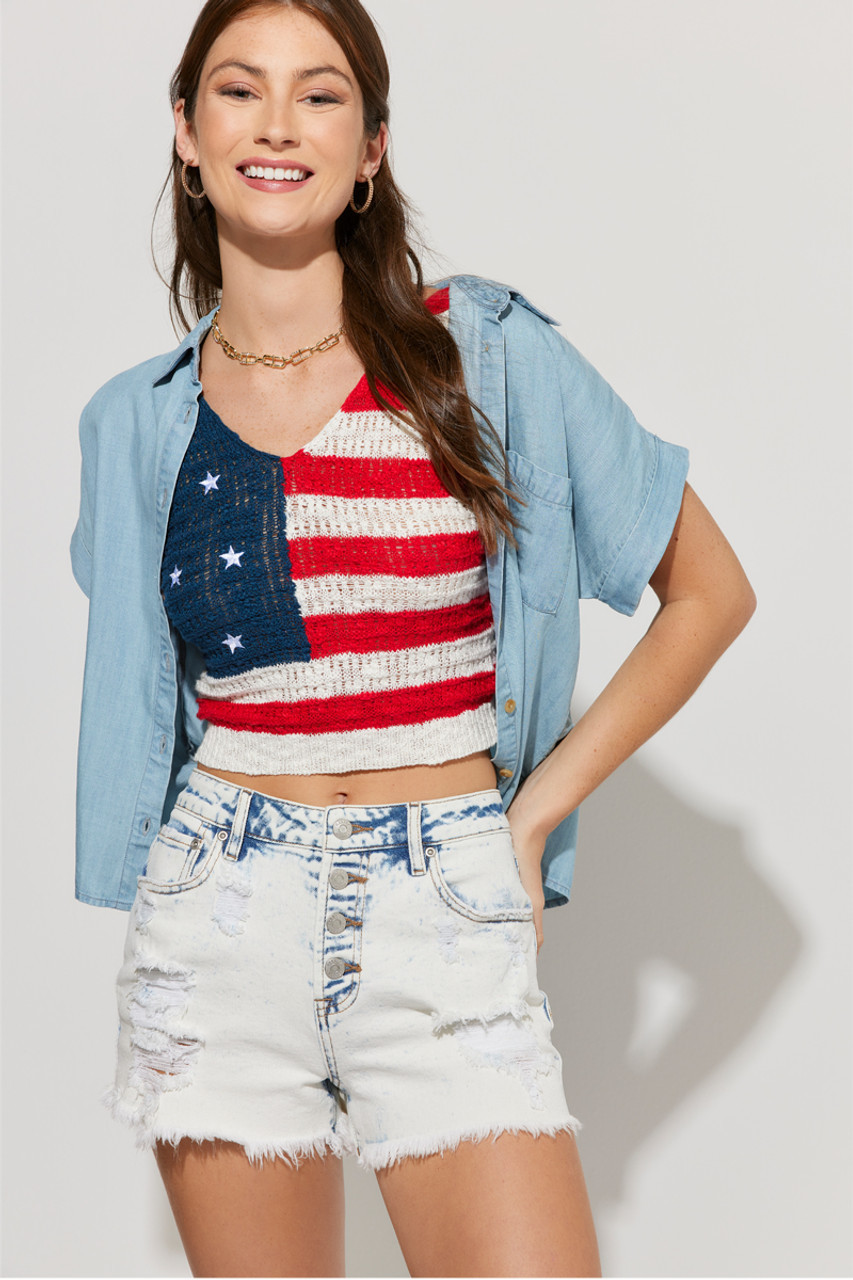 Harper Heritage Acid Wash Distressed Denim Shorts | Francesca's