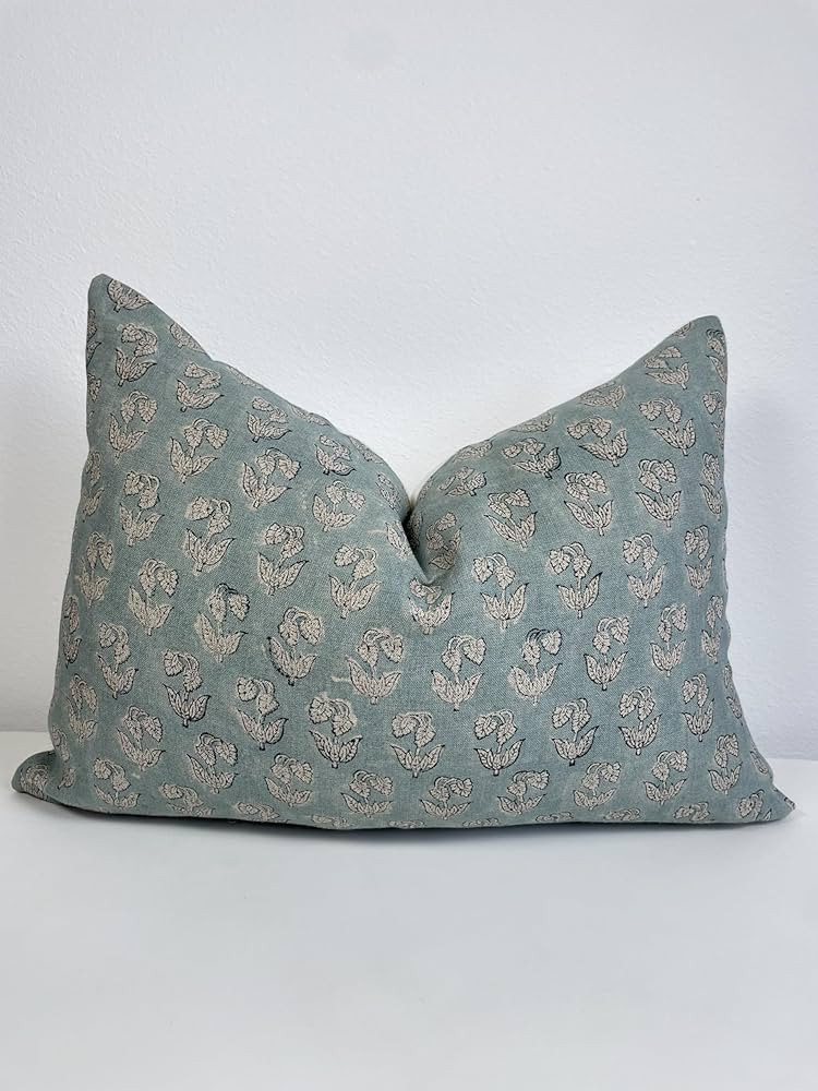 Canyon Theory Hand Block Print Organic Linen 14x20 Inch Lumbar Throw Pillow Cover: Indoor Outdoor... | Amazon (US)