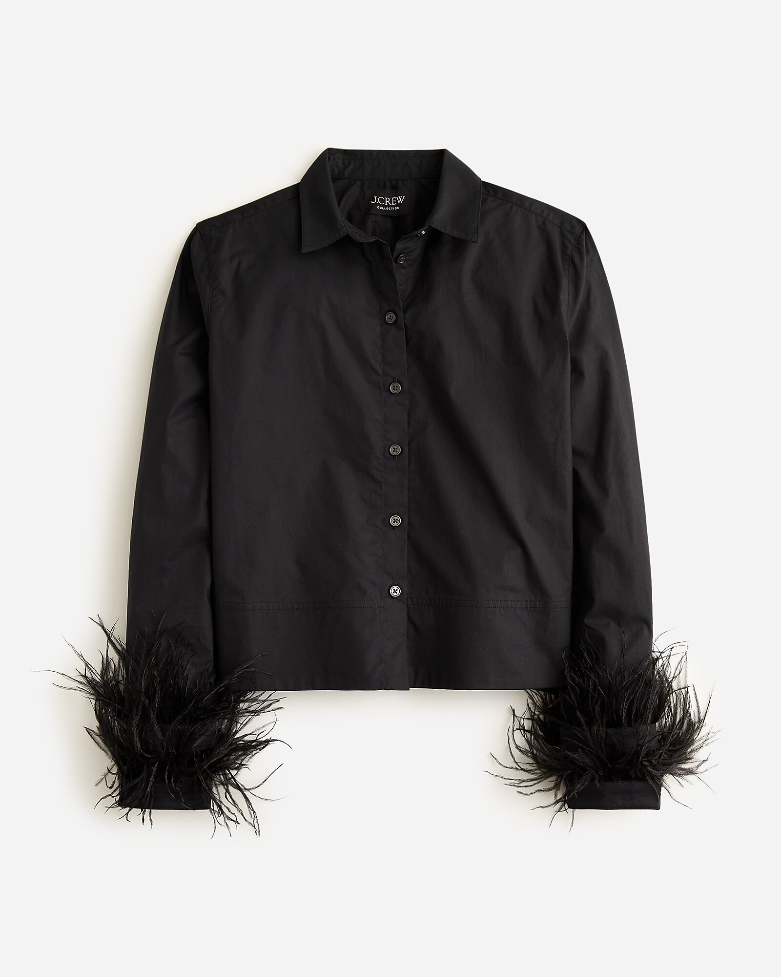 Collection cropped feather-trim garçon shirt | J. Crew US