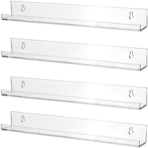Sooyee 4 Pack 15 Inch Acrylic Invisible Kids Floating Bookshelf for Kids Room,Modern Picture Ledg... | Amazon (US)