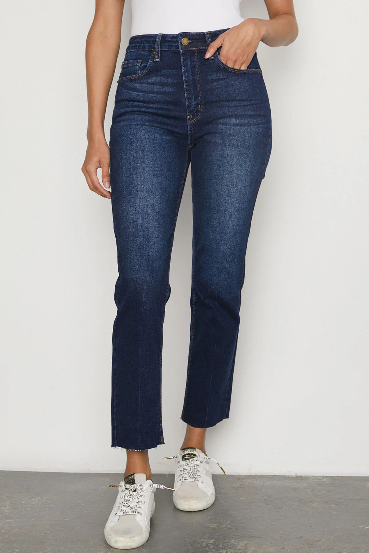 Just Black High Rise Straight Raw Hem Jeans | Social Threads