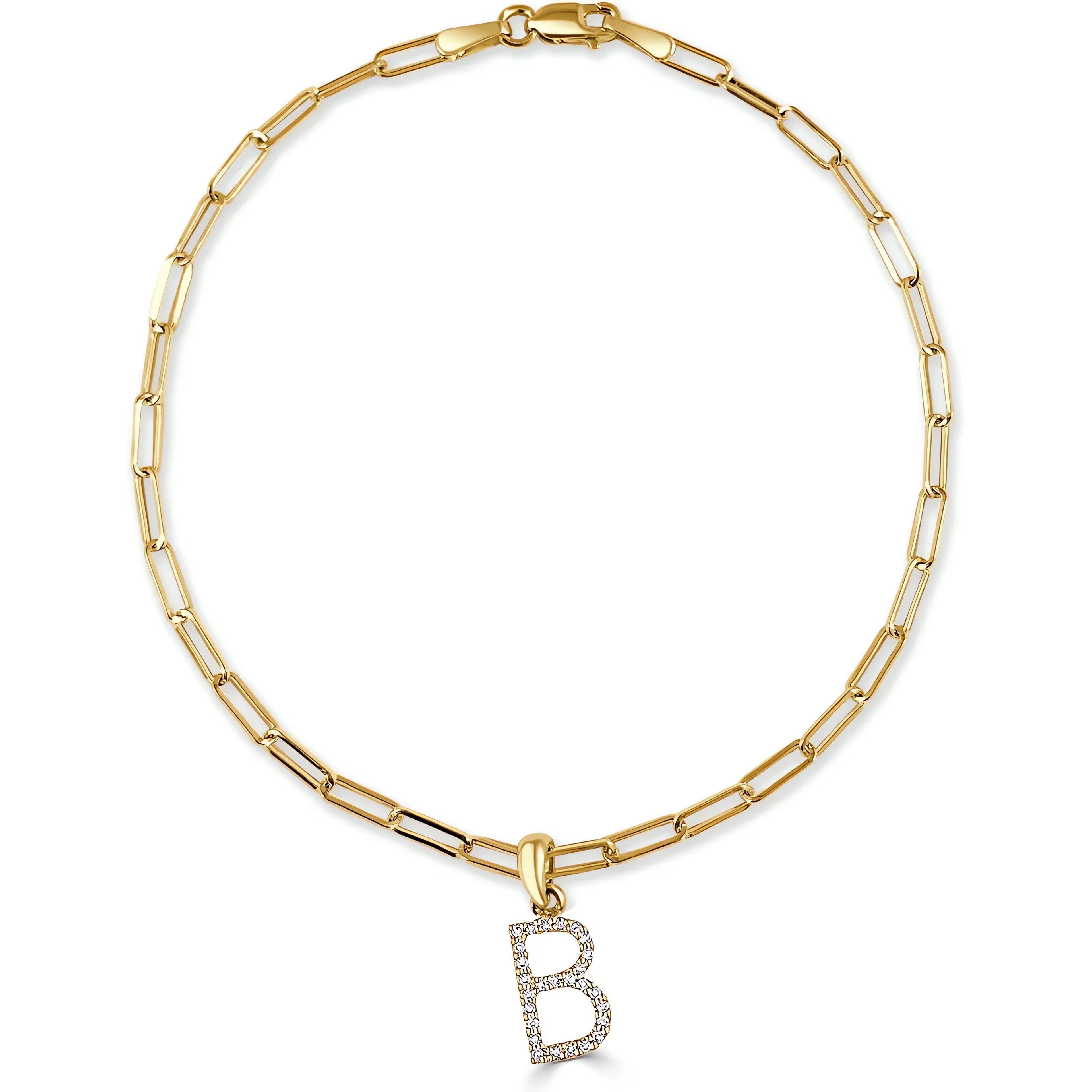 14kt Gold 0.4 CTW Diamond Initial A-Z Link Bracelet | Ritani
