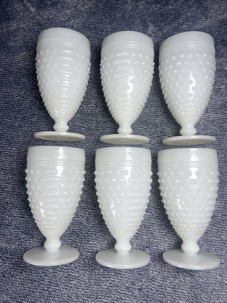 Vintage Anchor Hocking White Milk Glass Hobnail & Ladder Stem Goblets Set of 6 | eBay | eBay US