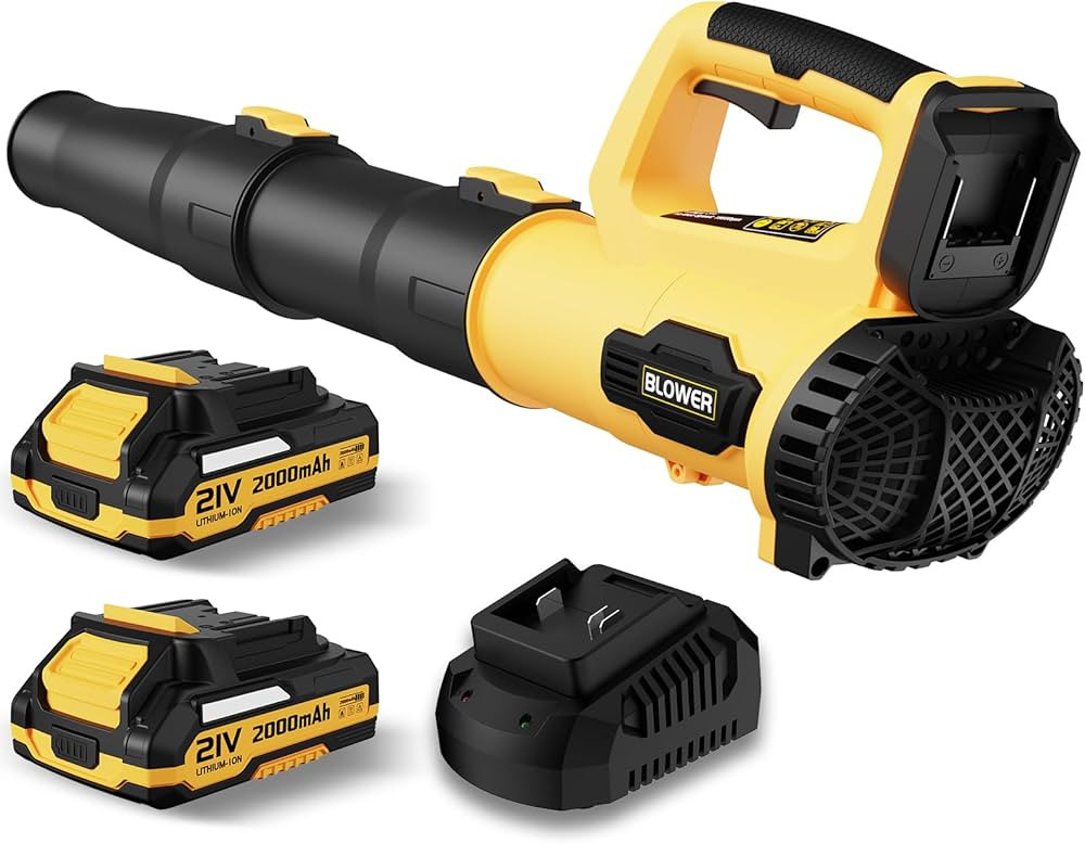 Leaf Blower, 21V Cordless Electric Blower with 2 2.0Ah Batteries and 1 Hour Fast Charger, Lightwe... | Amazon (US)