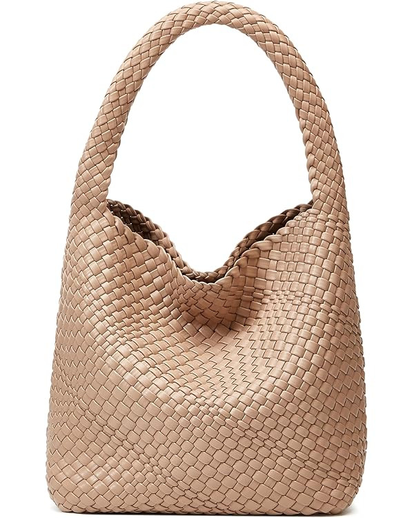 Woven Tote Bag for Women: Vegan Leather Shoulder Purse - Underarm Hobo Bag - Summer Beach Tote fo... | Amazon (US)