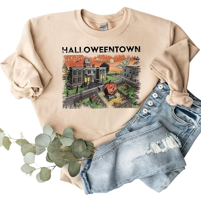 Halloweentown University Crewneck Sweatshirt - Funny Spooky Season Halloween Sweatshirt for Women... | Amazon (US)