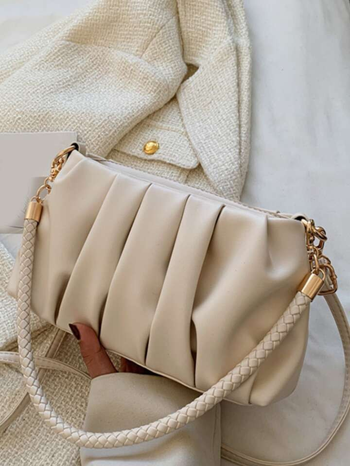 Women's Fashion Handbag, Solid Color Versatile Shoulder Bag, Foldable Shoulder Bag For Shopping, ... | SHEIN