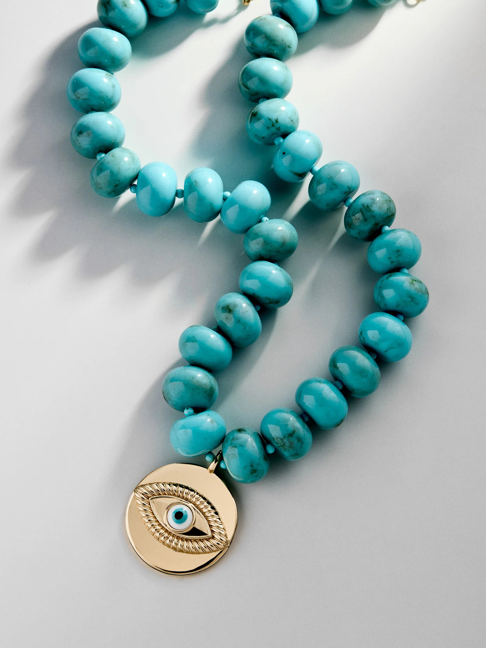 Joan Semi-Precious Evil Eye Necklace - Gold/Turquoise | BaubleBar
