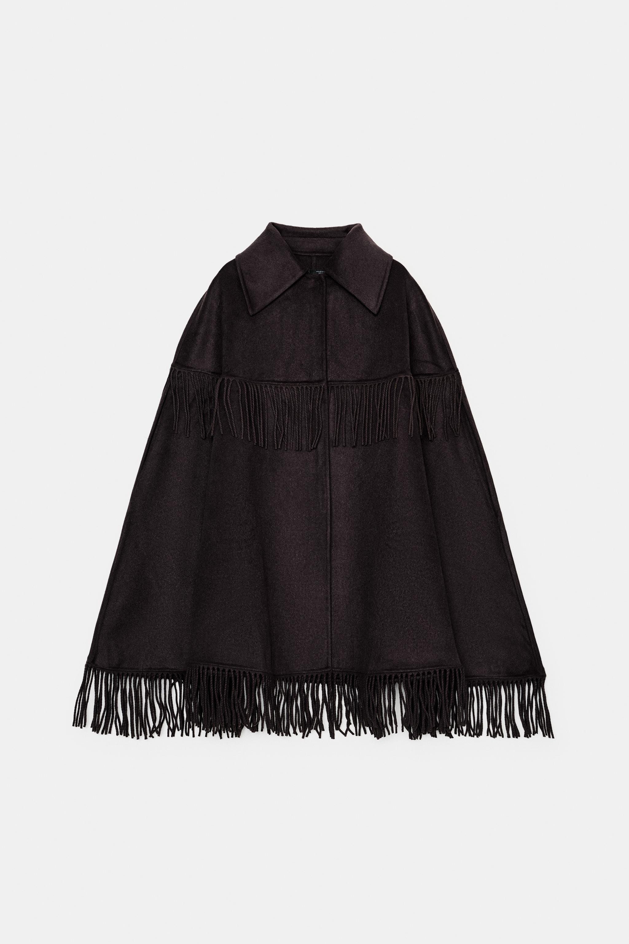 WOOL FRINGED CAPE | Zara US