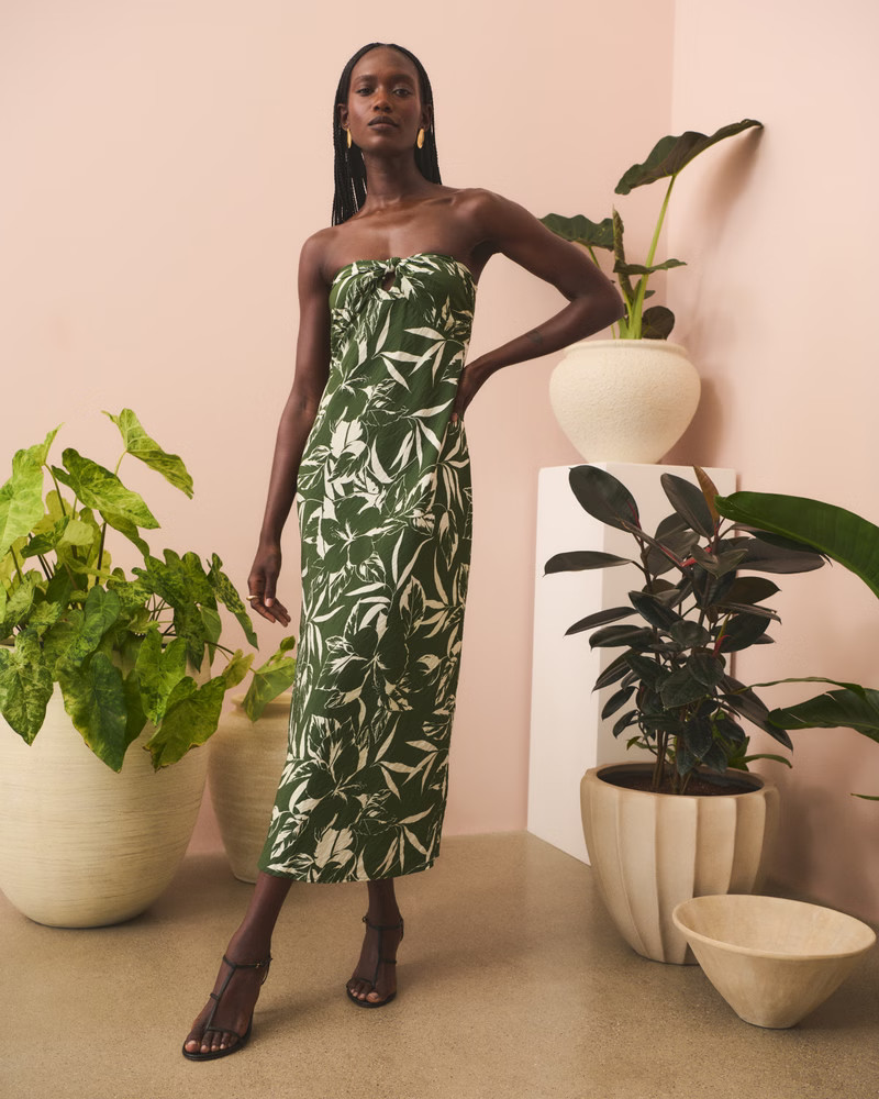 Strapless Twist-Front Maxi Dress | Abercrombie & Fitch (US)