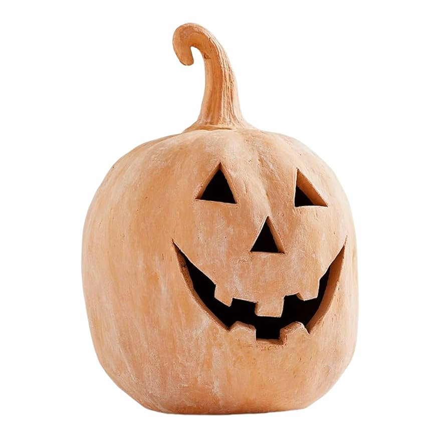 Halloween Decorations Jack-O-Lantern Pumpkin Lantern, Handmade Terracotta Pumpkin Spooky Hallowee... | Amazon (US)