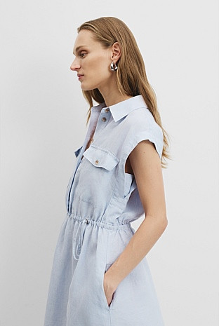 Organically Grown Linen Cinched Midi Dress | Country Road