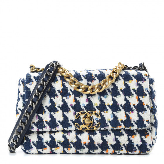 CHANEL

Tweed Quilted Medium Chanel 19 Flap Ecru Navy Blue Multicolor | Fashionphile