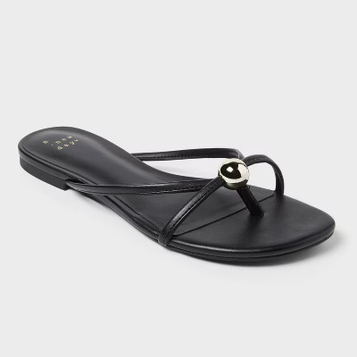 Women's Bri Strappy Ball Ornament Sandals - A New Day™ Black 6W | Target