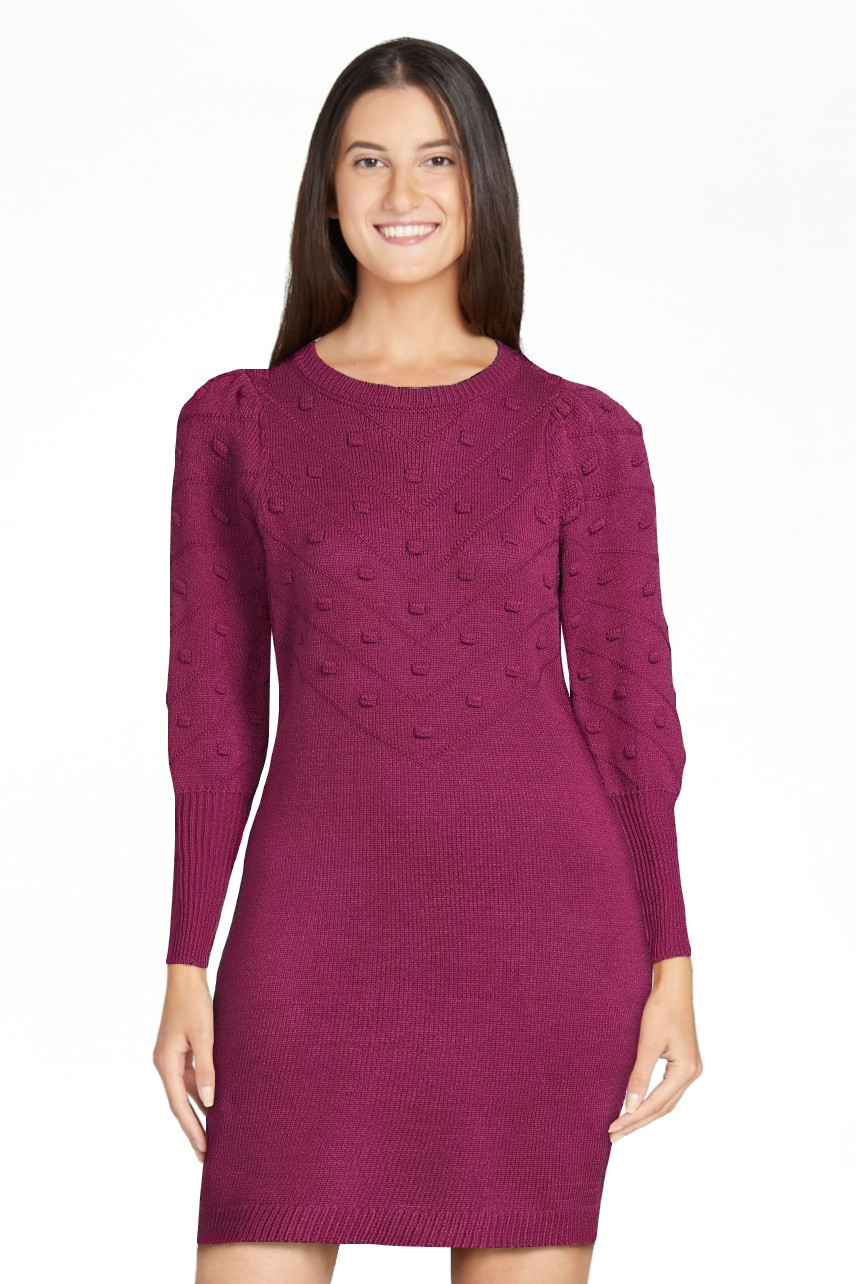 Heart N Crush Long Sleeve Bobble Sweater Dress, Womens | Walmart (US)