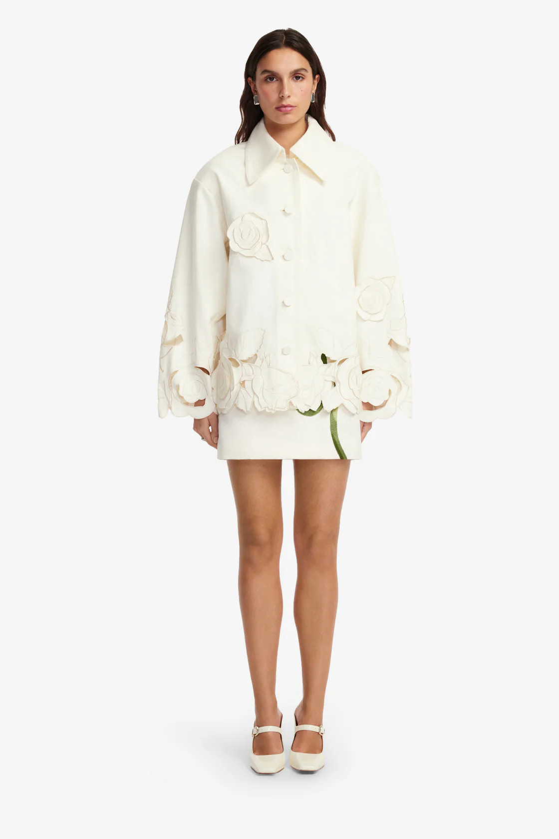 Jayna Appliqué Jacket - Snow | LEO LIN US
