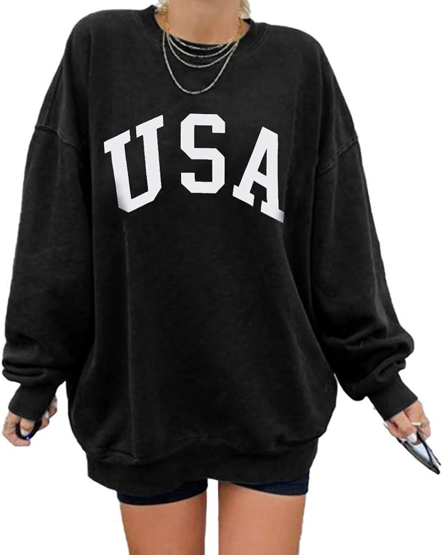 Kaxindeb Women's Los Angeles California Oversized Batwing Long Sleeve Sweatshirts Crewneck Pullov... | Amazon (US)