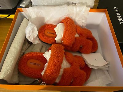 BNIB Hermes Orange Teddy Chypre Sandals 37 4  | eBay | eBay UK