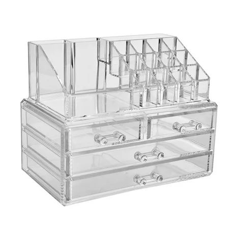 Jewelry and Cosmetic Storage Boxes with Brush Holder with 4 Drawer 2 Pieces Set | Walmart (US)