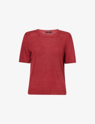 Round-Neck Short-Sleeve Knitted Linen Top | Selfridges