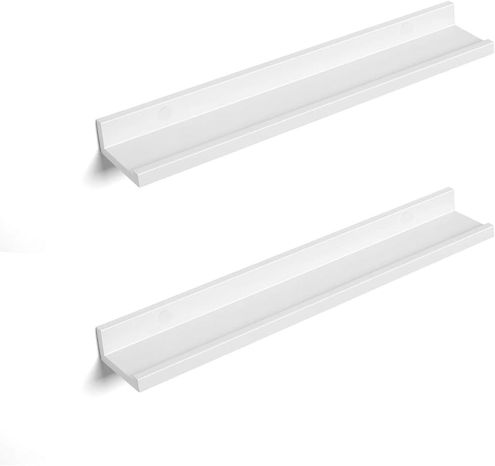 SONGMICS Floating Shelves Set of 2, Wall Shelves Ledge 23.6 x 3.9 Inches with Front Edge, for Pic... | Amazon (US)