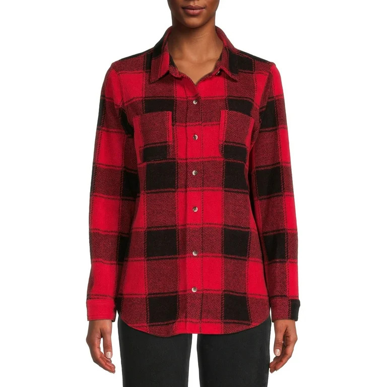 Time and Tru Women's Plaid Button Down Shirt | Walmart (US)